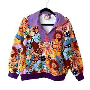 CeliaB psychedelic floral pullover sweatshirt top Sz M pre loved